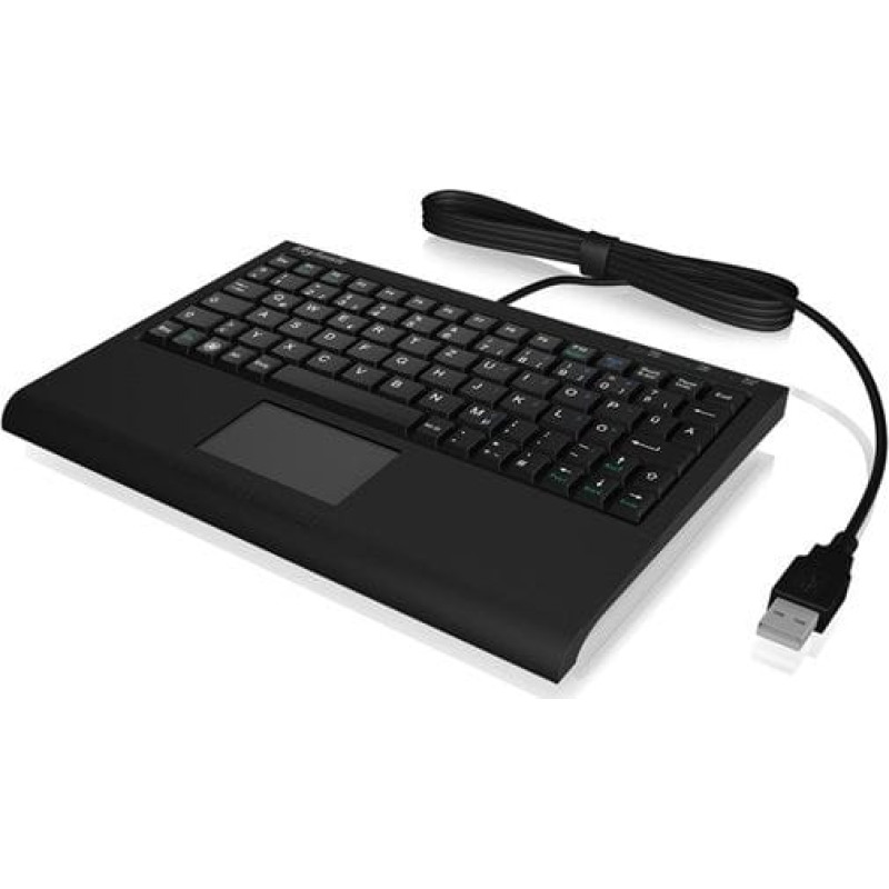 Keysonic Klawiatura Keysonic IcyBox KeySonic mini klawiatura, smart touchpad, USB, Czarna