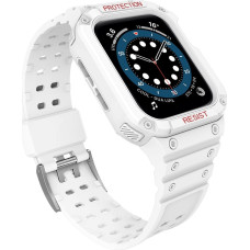Hurtel Protect Strap Band opaska z etui do Watch 7 / 6 / 5 / 4 / 3 / 2 / SE (41 / 40 / 38mm) obudowa pancerny pokrowiec na zegarek biały