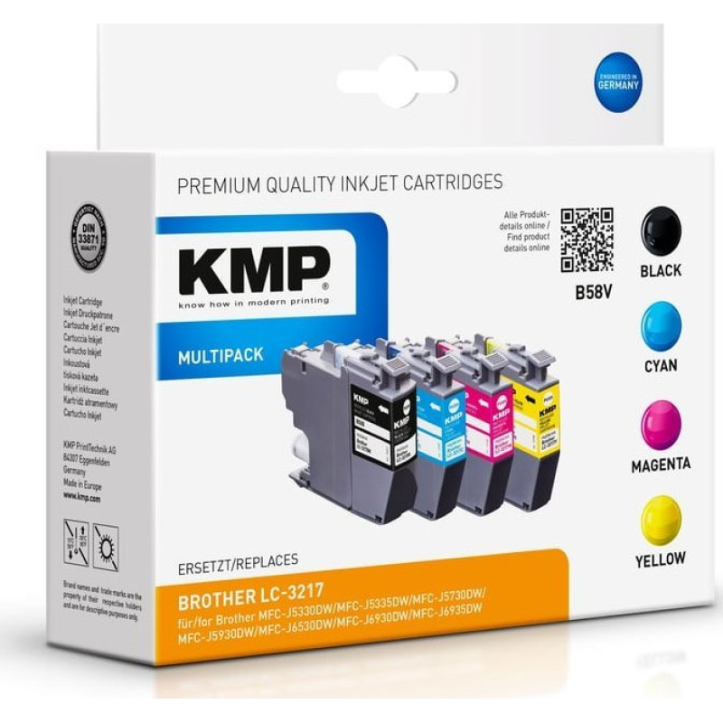 KMP KMP B58V nabój z tuszem 4 szt. Zamiennik Czarny, Cyjan, Purpurowy, Żółty