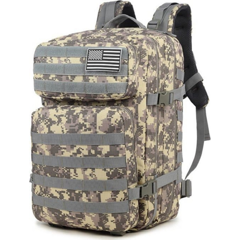 Leantoys Plecak turystyczny LeanToys Plecak Militarny Wojskowy Taktyczny Siwy 40-60L