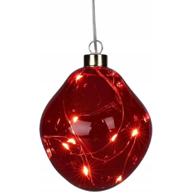 Christmas Decoration BOMBKA FORMÓWKA SZKLANA KROPLA LED 10CM RED