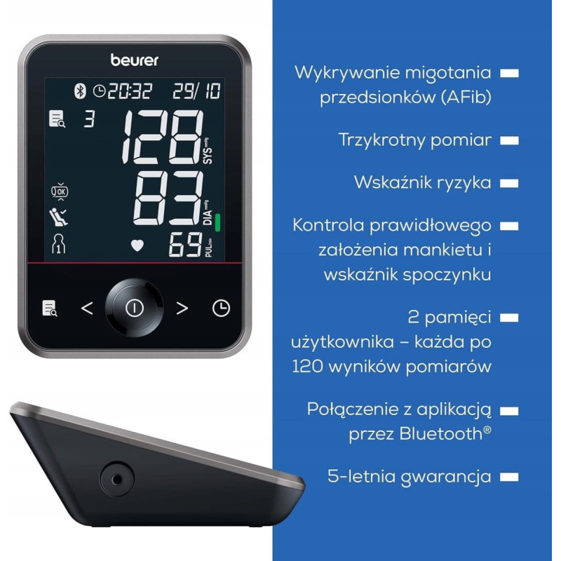 Beurer BM 64 Oberarm-Blutdruckmessgerät Schwarz-Grau