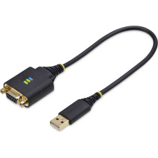 Startech 1P1FFCN-USB-SERIAL kabel równoległy Czarny 0,3 m USB Typu-A DB-9