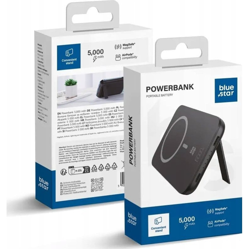 Blue Star powerbank 5000 mAh kompatybilny z MagSafe 2A 5W W0553 czarny