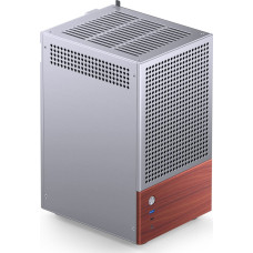 Jonsbo T6 PC Gehäuse, Mini-Tower, Mini-ITX, Tempered Glass, Holz - silber