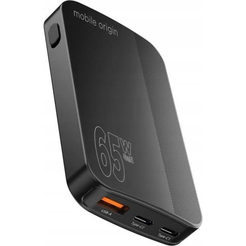 Mobile Origin 65W GaN III Slim Charger dual USB-C, Single USB-A black