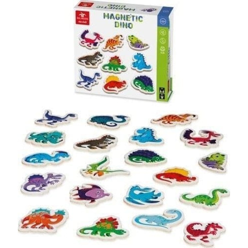 Viga Magnetyczne drewniane magnesy Dinozaury 20 sztuk