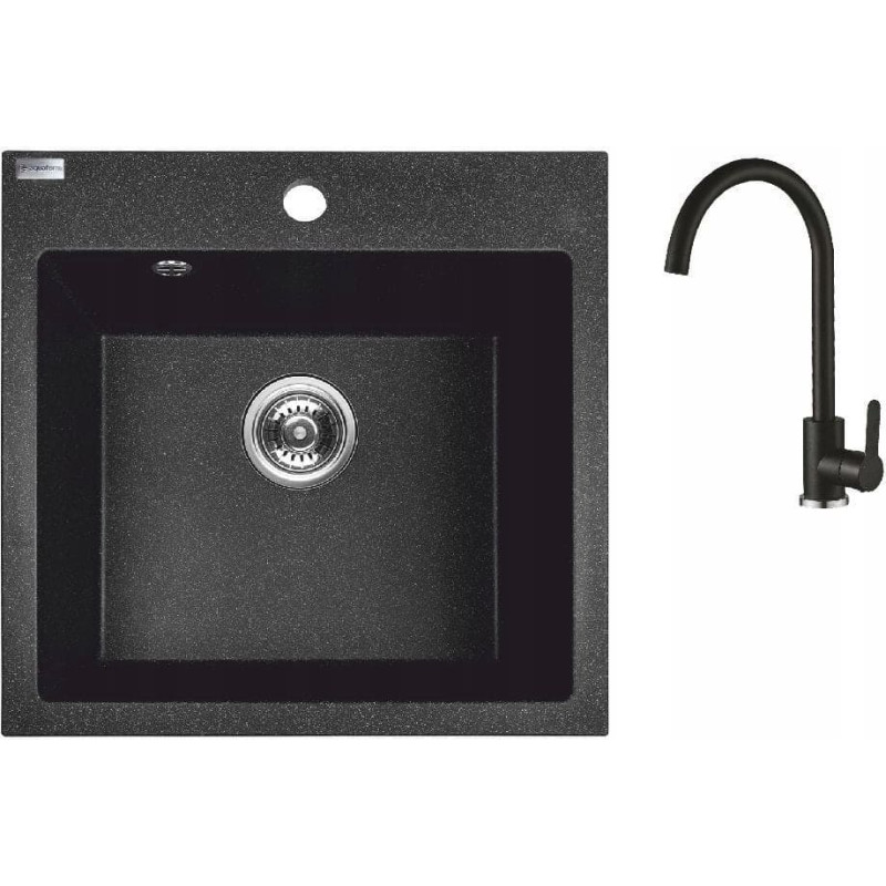 Laveo AQ.901-1001503 / AQUAFORM / MARANELLO SET / ZLEW GRANIT CZARNY 49X49CM , 1K , BATERIA , SYFON /