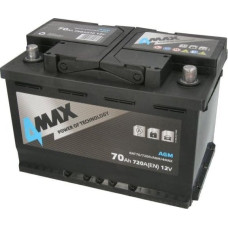 Maxgear Akumulator 4MAX 12V 70Ah/720A START&STOP AGM (P+ biegun standardowy) 277x175x190 B13 - stopka o wysokości 10 5 mm (agm/rozruchowy)