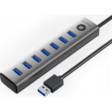 Orico HUB 7-portowy USB-A 3.0 przewód 1M - szary