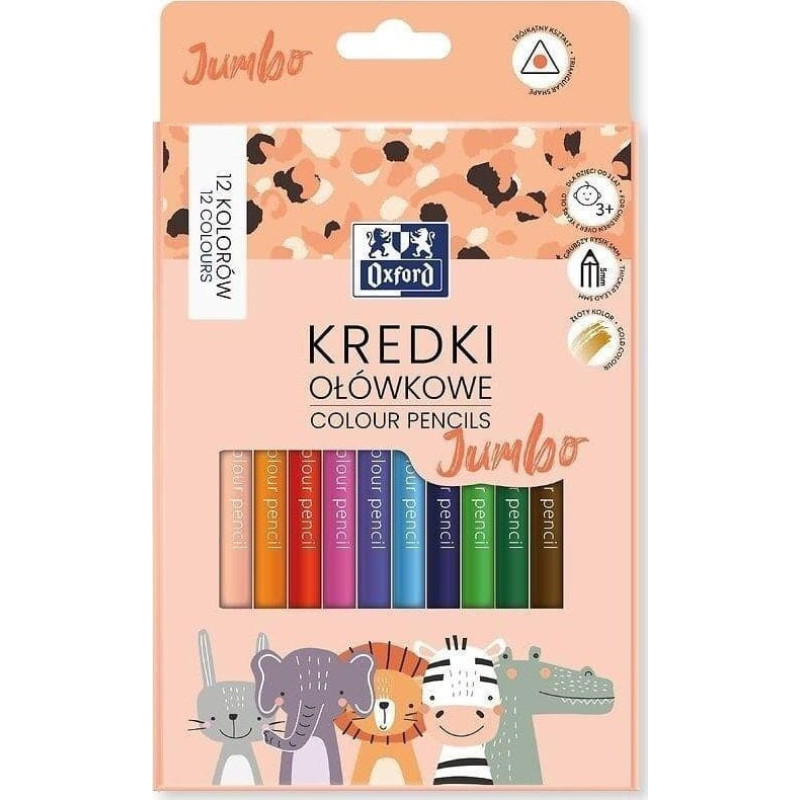 Oxford Kredki ołówkowe Kids Jumbo 12 kolorów EDUKAMP