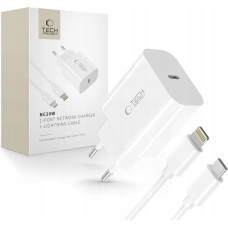 Tech-Protect NC20W 1-PORT NETWORK CHARGER PD20W + LIGHTNING CABLE WHITE