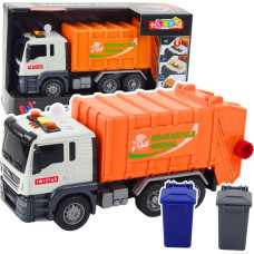 Leantoys Śmieciarka Kosze Na śmieci Światła Dźwięki Pomarańczowa 1:14