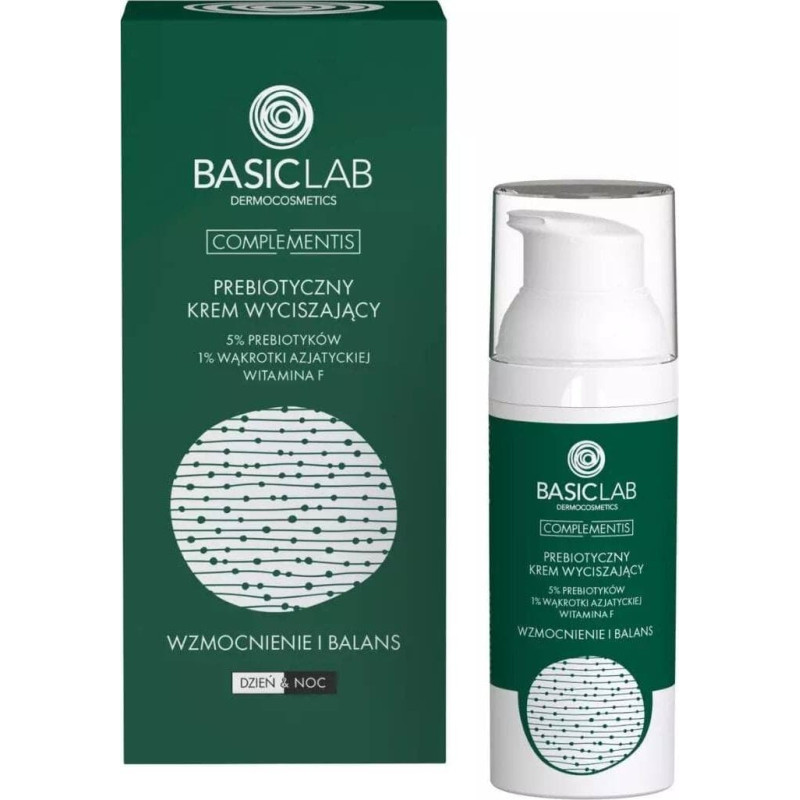 Basiclab Complementis prebiotyczny krem wyciszający z 5% prebiotyków 1% wąkrotki azjatyckiej i witaminą F 50ml
