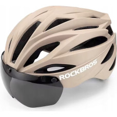 Rockbros Kask rowerowy Rockbros z szybką, odpinane okulary z ochroną UV, unisex - brązowy