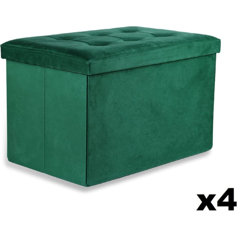 Leobert Pufa składana XL z guzikami - 60x38x38cm aksamit zielona x 4