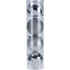 Mondex KOMPLET 4 BOMEBK ŚWIĄTECZNYCH 12CM SREBRNE
