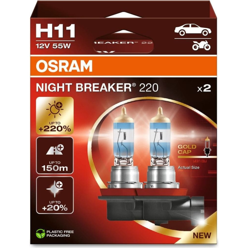 Osram Żarówka (Zestaw 2szt.) H11 12V PGJ 19-2 NIGHT BREAKER 220, biała 3700K