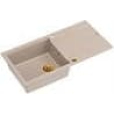 Graniteq EVAN 146 XL GraniteQ zlewozmywak z syfonem Push 2 Open 1-komorowy z/o (1000x500x210; kom. 420x480) pearl beige / elementy miedziane