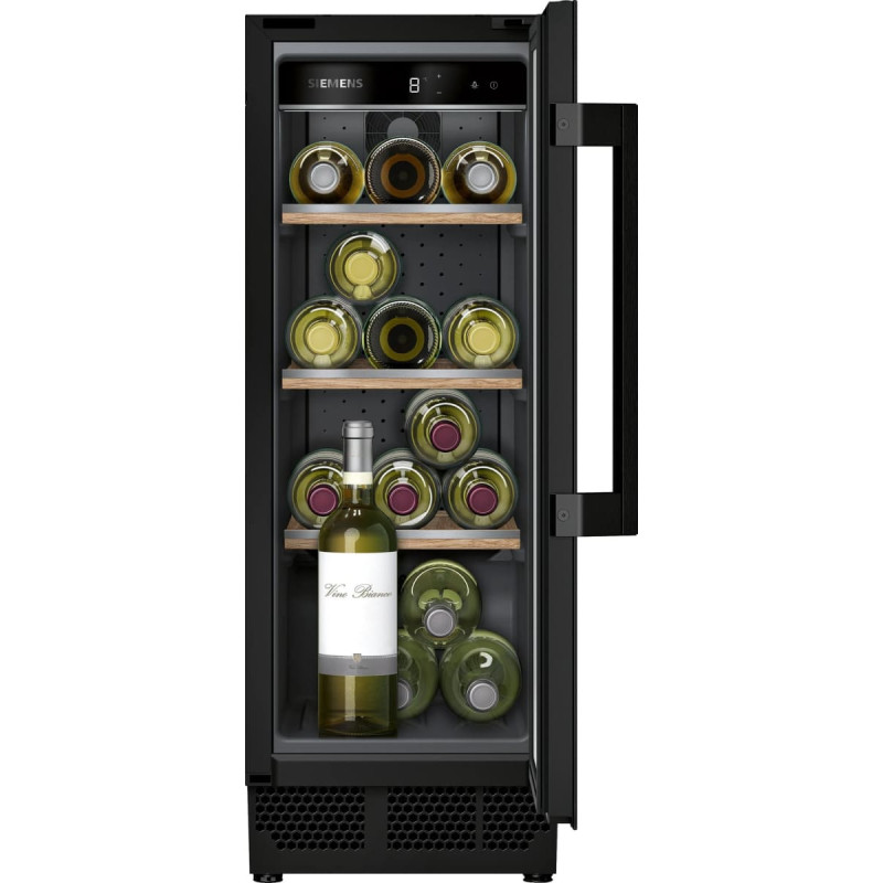 Siemens iQ500 KU20WVHF0, Compressor wine cooler, Built-in, 21 bottle(s), 70 W, F, Black