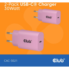 Club 3D Club3D Lifestyle Ladegerät USB-C 30Watt, 2Stk  pink retail