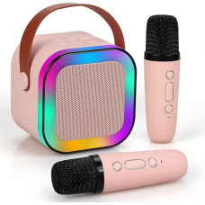 Extralink Kids Mini Karaoke LED Speaker 2x Mic Różowy | Zestaw do Karaoke | głośnik, 2x mikrofon, Bluetooth, AUX, slot na karty pamięci, oświetlenie RGB