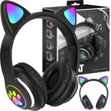 Noname Słuchawki dziecięce RGB z uszkami, czarne