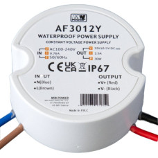 Mpl Power AF3012Y: MW Power 30W 12V/2.5A round LED power supply, IP67