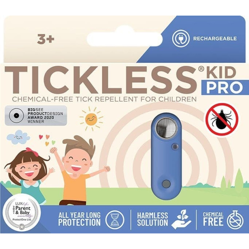 Tickless Tickless Kid PRO z opcją ładowania Ultradźwiękowa ochrona przed kleszczami - Greek Blue