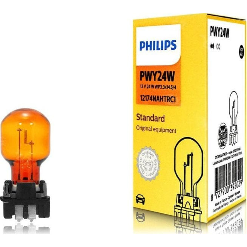Philips ŻARÓWKA PWY24W 12V/24W WP3,3X14,5/4 POMARAŃCZOWA 1SZT