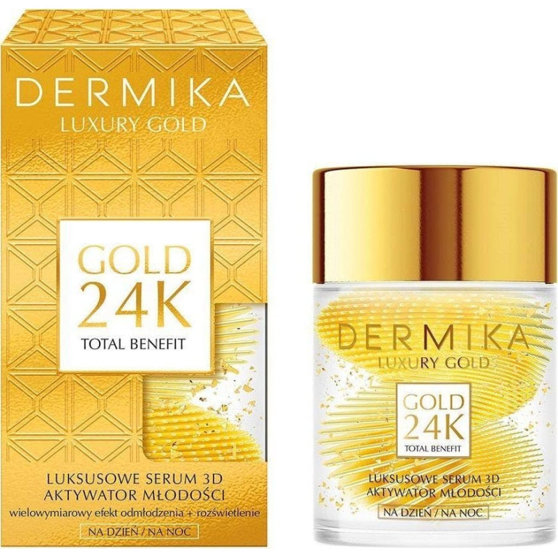 Dermika Luxury Gold 24K Total Benefit Luksusowe serum 3D - aktywator młodości na dzień i noc 60g