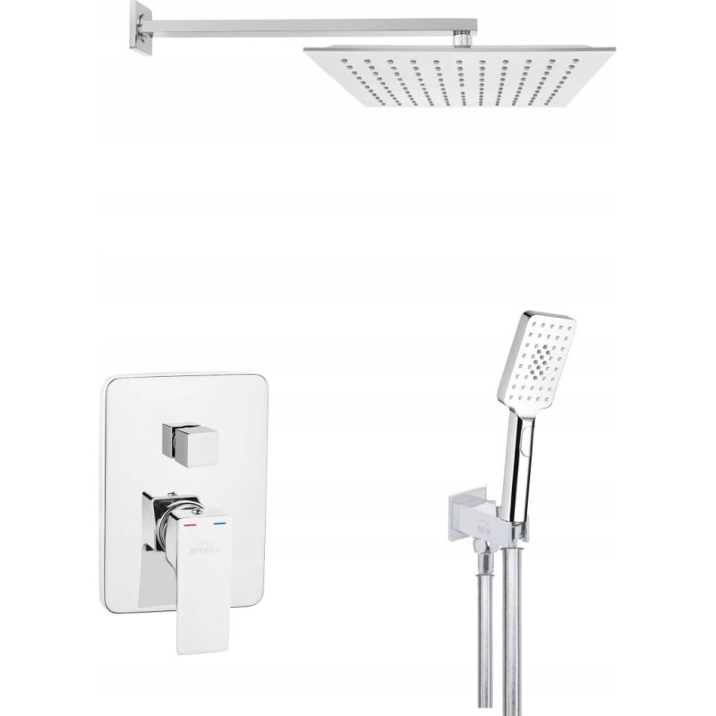 Invena zestaw prysznicowy podtynkowy z deszczownicą, chrom BS-28-0K2-A