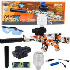 Leantoys Karabin AK47 Na Kulki Wodne Hydrożelowe Graffiti Pomarańczowy