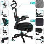 Songmics Nario-500 Niezwykle ergonomiczny fotel biurowy z podnóżkiem i pełną regulacją