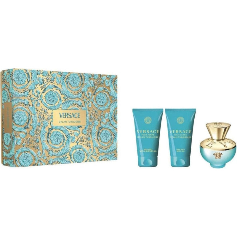 Versace Dylan Turquoise Pour Femme zestaw woda toaletowa spray 50ml + żel do ciała 50ml + żel pod prysznic 50ml