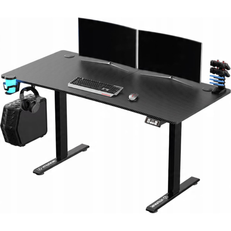 Ultradesk Biurko dla gracza LEVEL V2, 140x68cm, 72-117cm, elektycznie regulowany, bez podk�adki