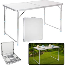 Lean Stół Turystyczny Kempingowy Składany Regulowany Aluminiowy Biały 120x60cm