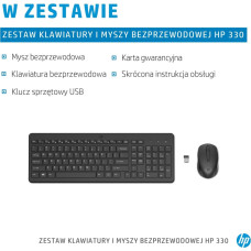 HP HP 330, Zestaw klawiatur z mysz� optyczn� bezprzewodow�, AA, SK, ergonomiczna, nano odbiornik USB rodzaj 2.4 [GHz], bezprzewodo