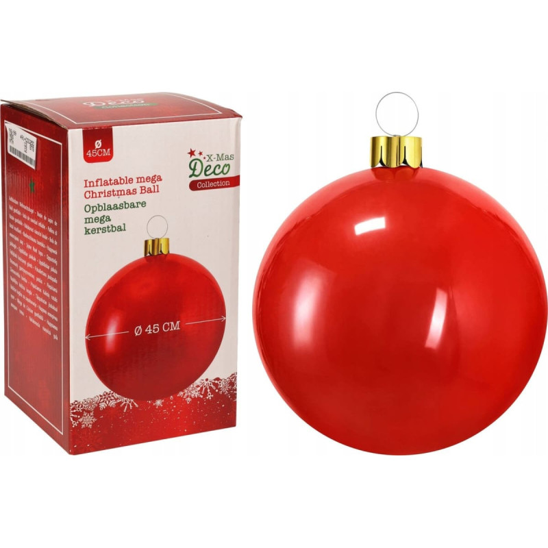 Skrzynkazdrewna BOMBKA ŚWIĄTECZNA NADMUCHIWANA 45CM CZERWONA