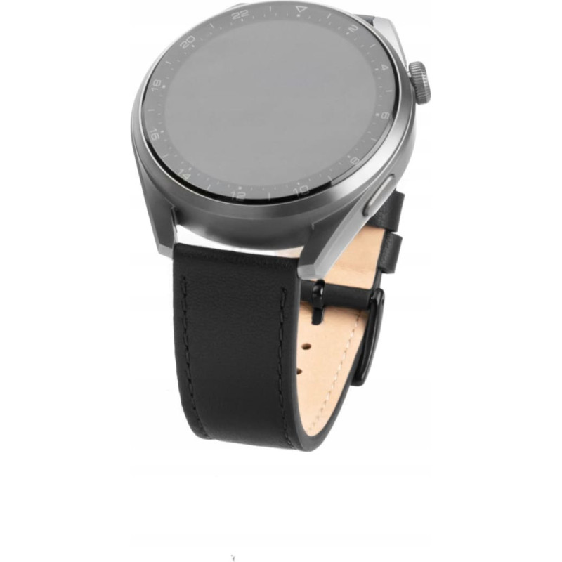 Fixed | Leather Strap with Quick Release 20mm for Smartwatch | Black