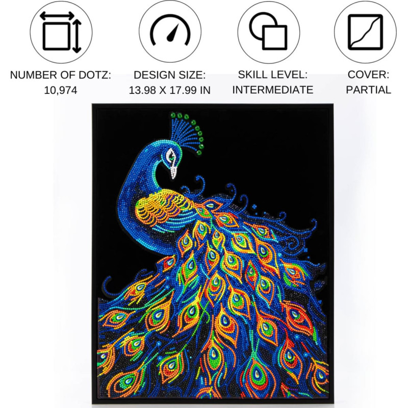 Diamond Dotz ADULTS FLOCKED NEON PEACOCK