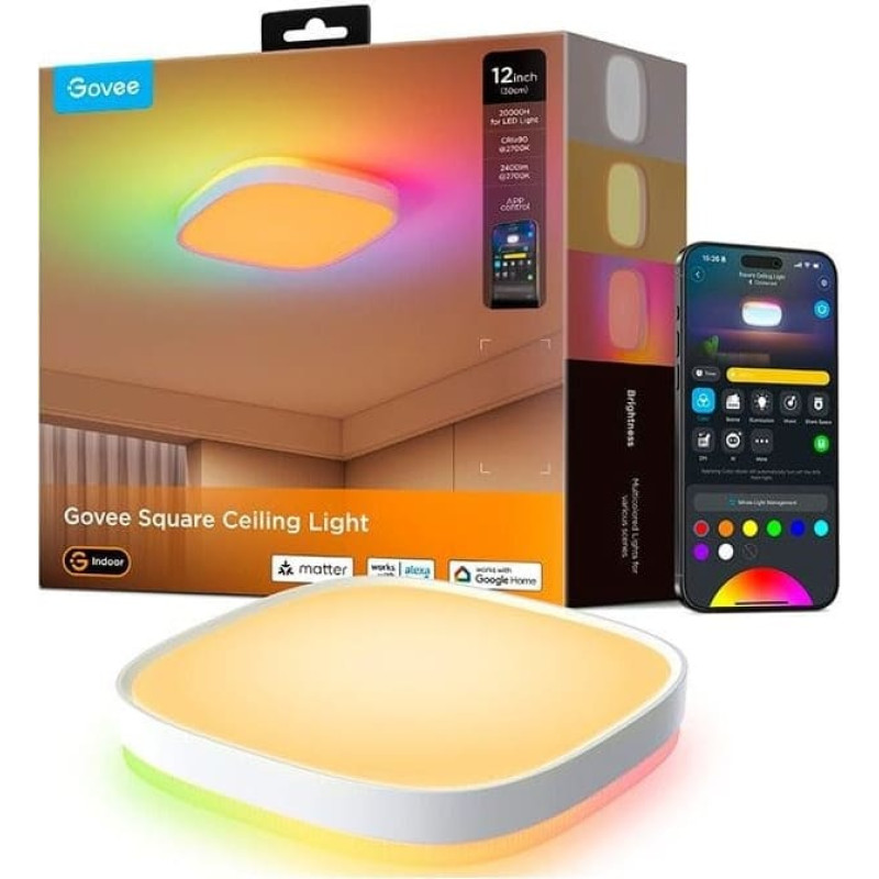 Govee H80A4 12INCH RGBWW + RGBIC SQUARE SMART CEILING LIGHT