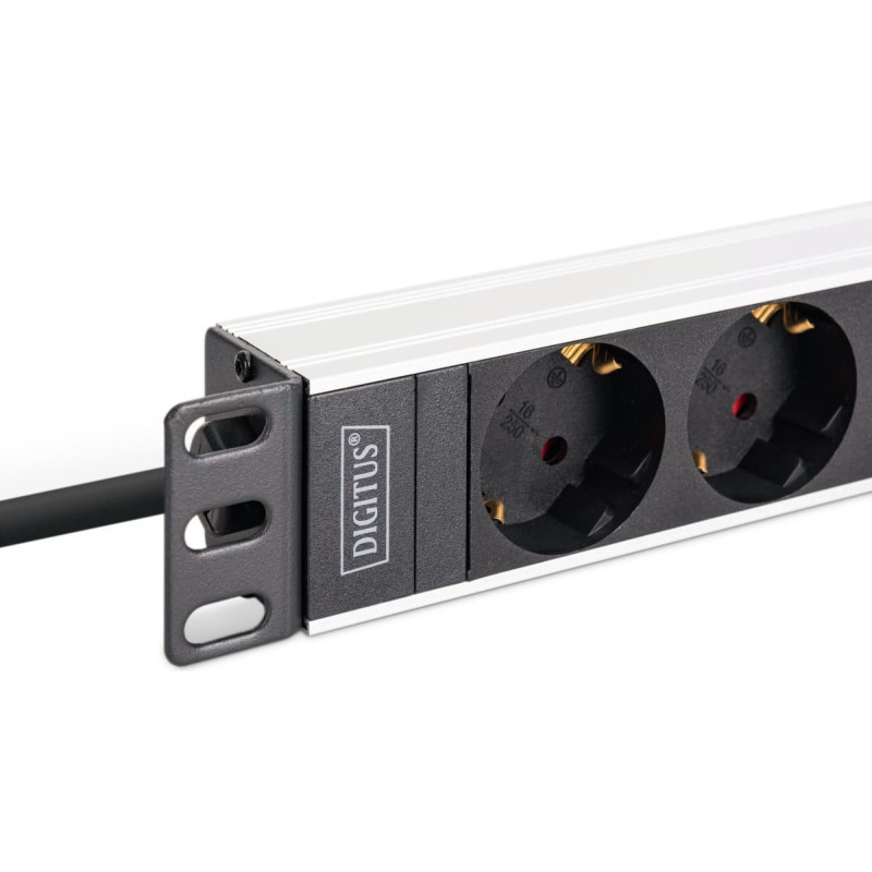 Digit 1U Alu PDU, rackmount, 9x Safety outlet 16A, 230VAC, 50/60Hz, IEC C20 plug