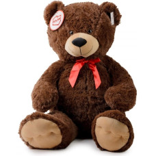 Daffi Mascot dark brown teddy bear with red bow
