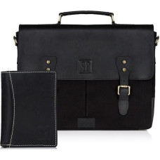 Paolo Peruzzi Zestaw torba i portfel czarny Paolo Peruzzi ZUP-28-BL