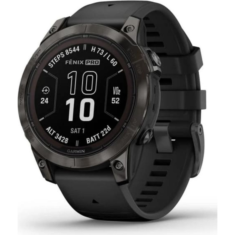 Garmin fēnix 7S Pro 3,05 cm (1,2 collas) MIP 42 mm Digitāls 240 x 240 pikseļi Skārienekrāns Melns Wi-Fi GPS (satelīts)
