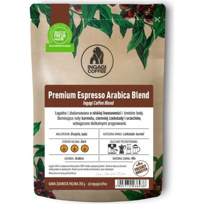 Noname Kawa ziarnista Ingagi Coffee Premium Espresso Arabica Blend 250g