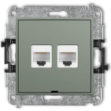 Karlik MINI Mechanizm gniazda komputerowego podwójnego 2xRJ45, kat. 5e, 8-stykowy, bez pola opisowego szałwiowy 61MGKBO-2