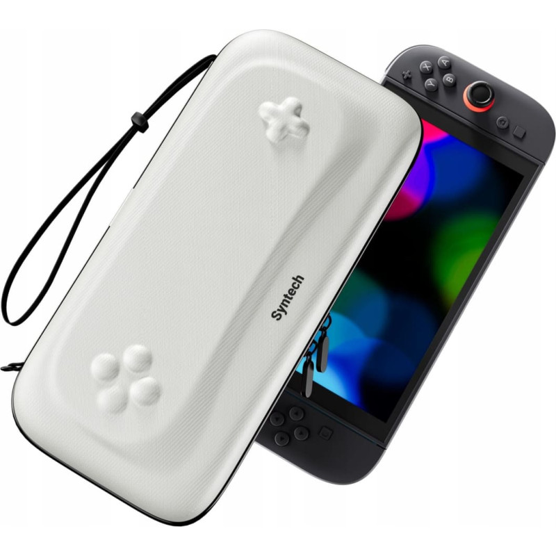 Mimd Twardy Sztywny Pokrowiec Futerał Etui Walizka Case Do Nintendo Switch 2 / G11 Biały / Złamana Biel Z Czarnym Paskiem