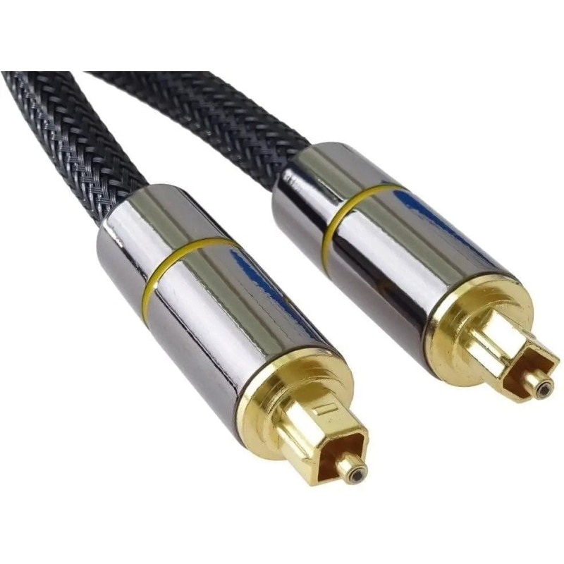 Premiumcord optický audio kabel Toslink, OD:7mm, Gold-metal design + Nylon, 2m